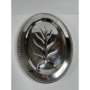 Vintage Silver plate Oval Platter Footed "Tree of Life" 16.5"L x 12"W unbranded